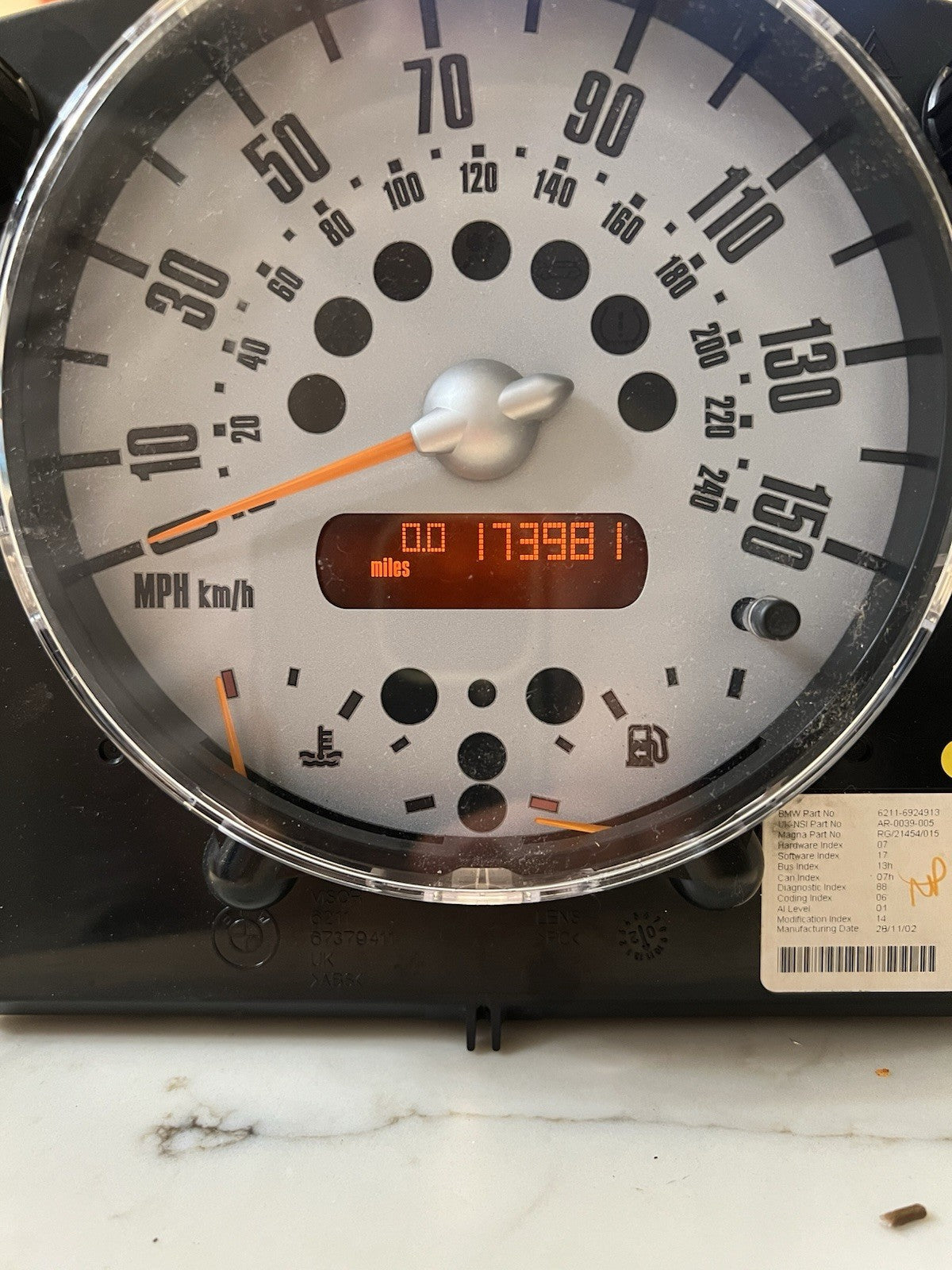 ✅ 2002-2008 MINI COOPER Speedometer Instrument Cluster 173K Miles 62116924913