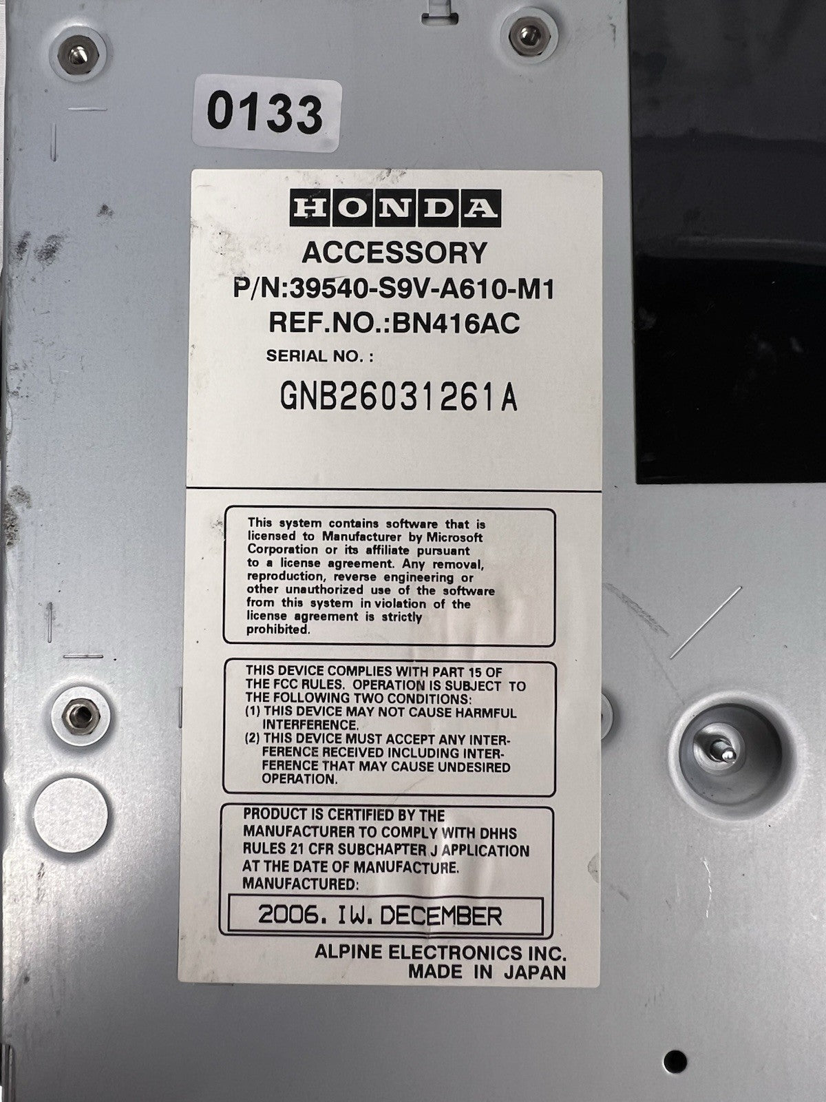 ✅2006-2008 Honda Pilot Navigation Drive TESTED CODE + DISC 39540-S3V-A610-M1 OEM