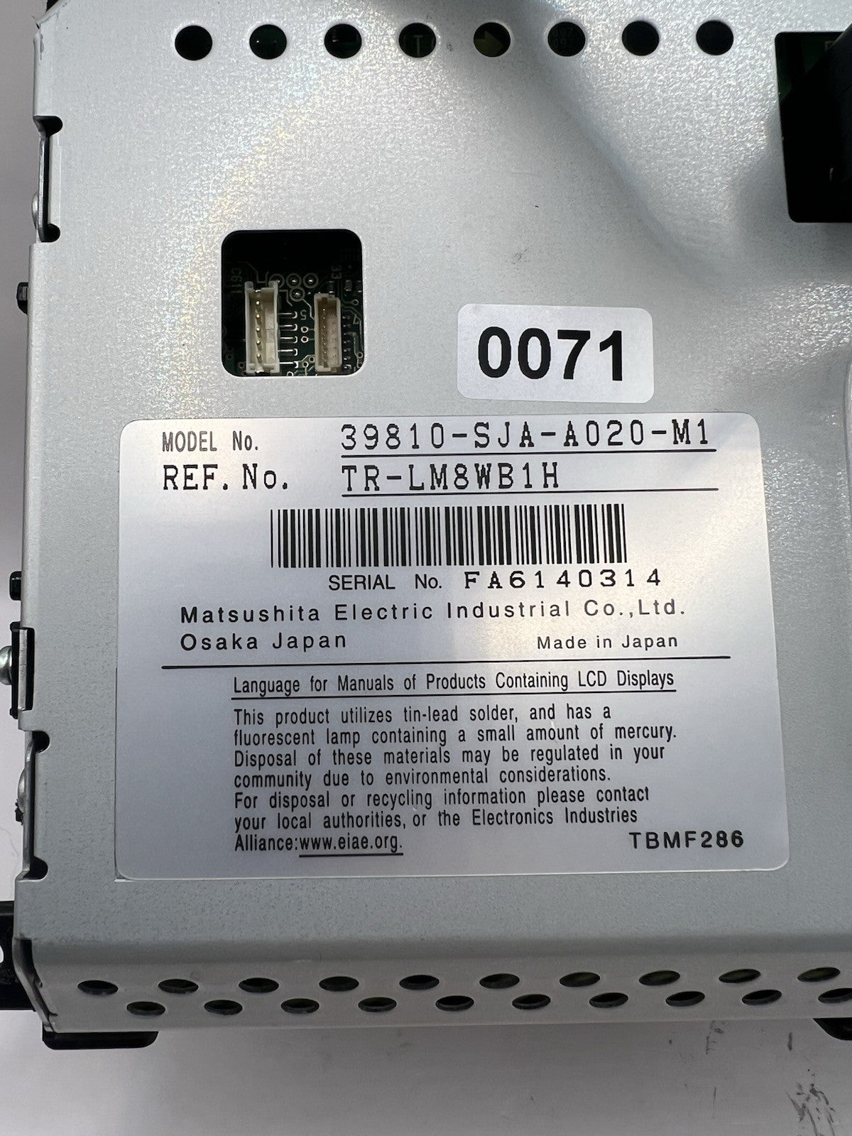 ✅ 2005-2012 Acura RL GPS TV Display Screen Dash Lower W/ Navigation OEM