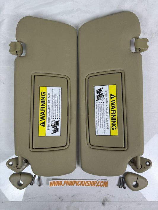 ✅2007 - 2011 Honda CRV OEM Sun Visor set Pair LH RH Tan Beige sunvisors No Illum